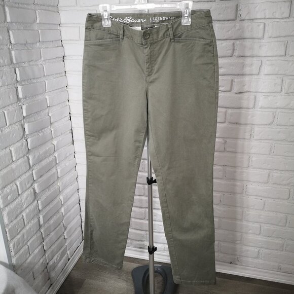 Eddie Bauer Legend Wash Stretch Ladies Size 8 Green Curvy Straight Pants - Picture 1 of 15